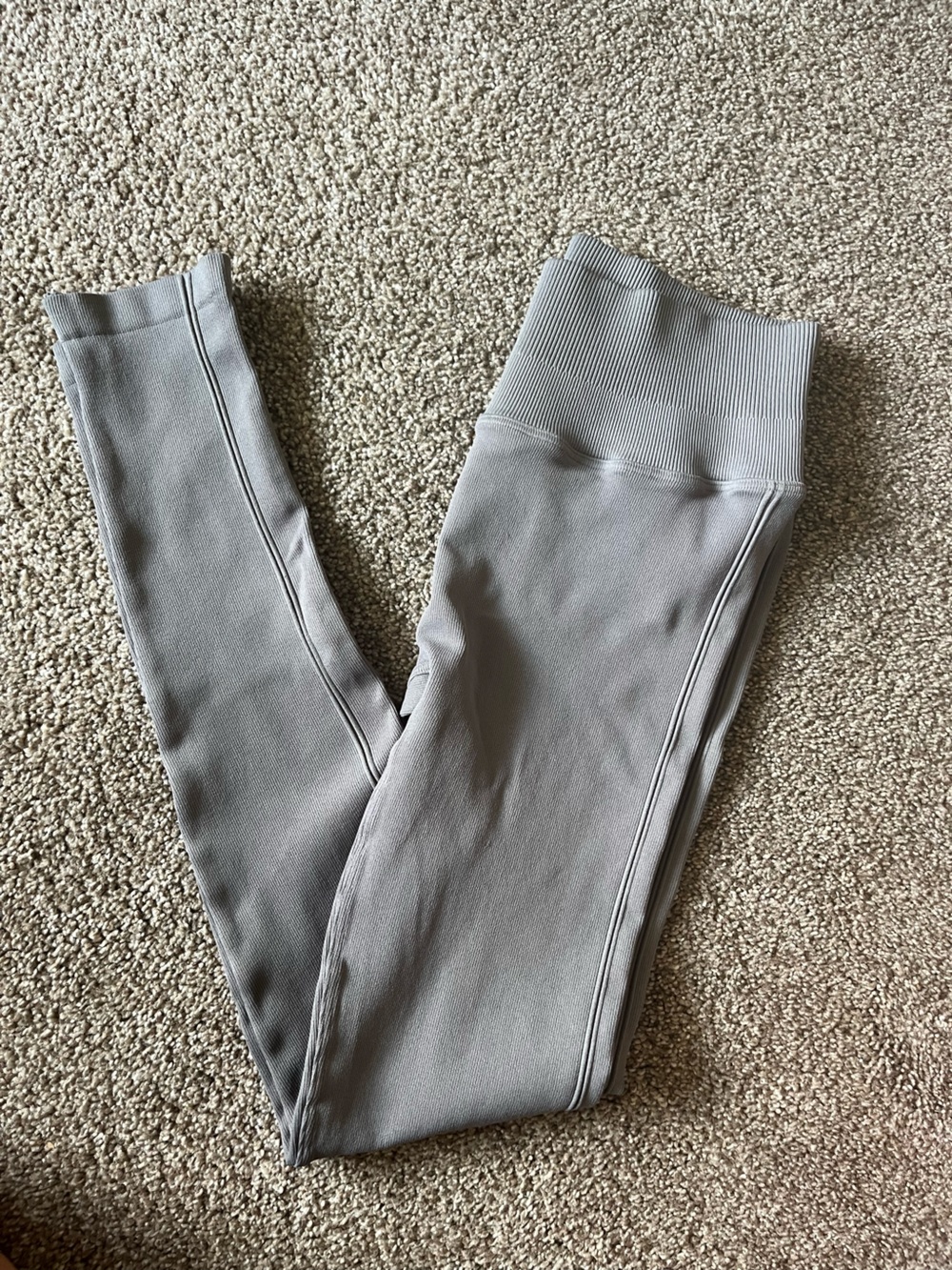 Spiritual Gangster High-waist Gray Ribbed Leggings